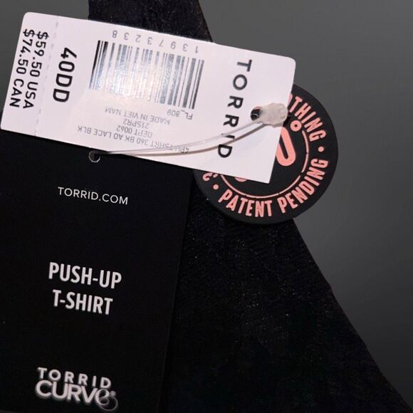 NWT Plus Size Torrid Push Up Plunge Bra - Lace Black Size 40DD - Picture 4 of 5